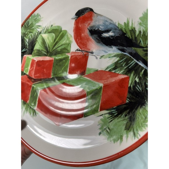 Ceramica Cuore Italy Christmas Holiday Sparrow Salad/Luncheon 9” Plates set/6 - Picture 11 of 15